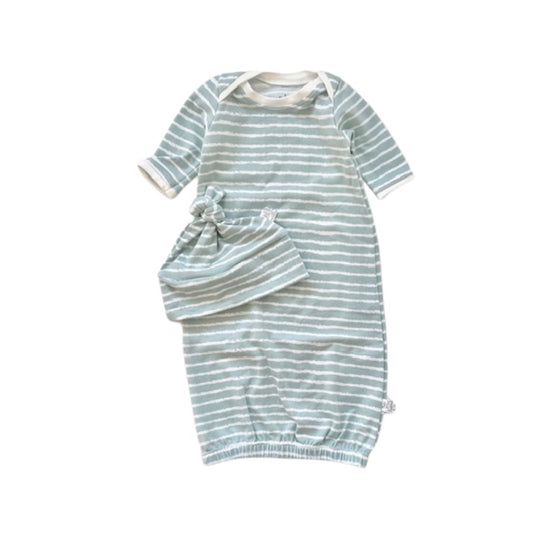 L A Y E T T E | Beanie & Gown Set | Mint Stripe